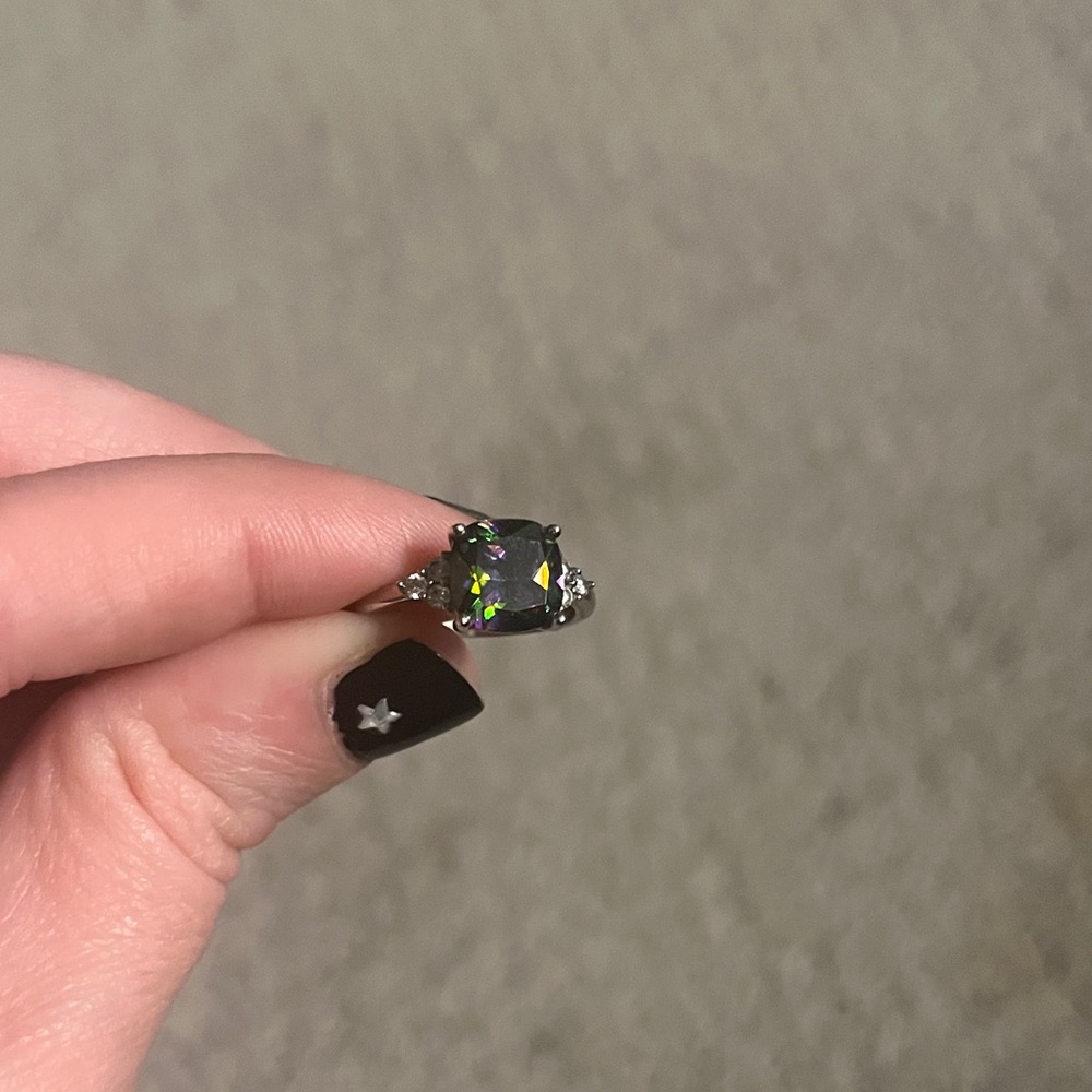 Elegant Silver Ring with Mystic Topez Stone